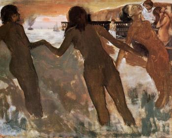 Edgar Degas : Peasant Girls Bathing in the Sea at Dusk